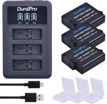 „DuraPro“ 3 vnt. 1600 mAh akumuliatoriai, skirti „GoPro Hero 5/6“, „GoPro 2018“ ir „GoPro 7“ kameroms + „Rapid LED“ 3 lizdų USB įkroviklis su „Type-C“ jungtimi (suderinamas su „Hero 5“ visomis programinės įrangos versijomis v02.00, v02.01)