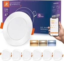 „DUSKTEC“ LED prožektoriai, 230 V, valdomi per programėlę ir „Alexa“, 6 vnt. rinkinys, 100–112 mm skylės dydis | 10 W, 1000 lm, nuo šiltos iki šaltos baltos spalvos, reguliuojamas šviesos stiprumas, įleidžiamieji prožektoriai su „Bluetooth“, balso ir mobi