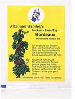 „Džiovintos mielės – „Bordeaux Dry KITZINGER“ džiovintos aktyvios mielės sidro ir vyno fermentacijai. Vyno mielės, 5 g, skirtos 10–50 litrų“