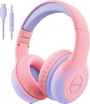 „EarFun“ ausinės vaikams, ausinės vaikams su USB-C jungtimi, 85/94 dB garsumo ribotuvas, Hi-Fi garso kokybė, sulankstomos, reguliuojamos, mikrofonas, garso dalijimosi funkcija, Vaikams skirtos ausinės, dengiančios ausis, skirtos mokyklai, planšetiniams ko