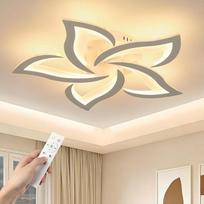„EASY EAGLE“ LED lubinis šviestuvas svetainei su reguliuojamu apšvietimu, 3000 K – 6500 K, 60 cm, 48 W | Šiuolaikinis LED lubinis šviestuvas su nuotolinio valdymo pultu, gėlių formos svetainės lempa su atminties funkcija ir naktine lempute miegamajam