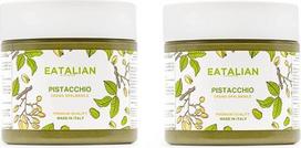 „Eatalian by AMZ BETTER“ tepamas pistacijų kremas, užtepimas ant duonos, baltymų turintis, pistacijų kremas, pagamintas Italijoje, saldaus skonio, puikiai tinka tepti ant duonos ir įdarui į pyragus, 200 g x 2 stiklainiai