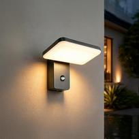 „EBION“ LED sieninis šviestuvas su judesio jutikliu, lauko sieninis šviestuvas, atsparus vandeniui (IP65), lauko sieninis šviestuvas su 350° pasukamu skydeliu, 3 spalvų temperatūros: 3000 K – 6500 K, Sieninis šviestuvas vidaus ir lauko naudojimui prie įėj