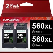 „ECHALLENGE PG-560 XL“ PG-560XL daugiapakė rašalo kasetė, skirta „Canon 560“ kasetėms, skirtoms „Pixma TS5350“, „TS5351“, „TS5352“, „TS5353“, „TS7450“ ir „TS7451“ spausdintuvams (juodos spalvos, 2 vnt. pakuotė)