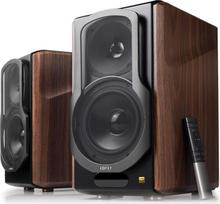 „Edifier S2000MKIII“ 2.0 aktyvi „Bluetooth“ lentyninė kolonėlė, artimojo lauko aktyvus trigubas stiprintuvas, 130 vatų studijinis monitorius audiofilams su belaidžiu linijiniu ir optiniu įvesties jungtimis, medinė