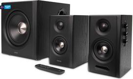 „Edifier S355DB“ 2.1 aukštos raiškos garsiakalbių sistema – 150 W RMS, 5,8 GHz belaidis žemų dažnių garsiakalbis, HDMI eARC, „LDAC“ „Bluetooth 6.0“, USB-C, optinis, koaksialinis, „Tri-Amp“ DSP, aukščiausios klasės dizainas (juoda)