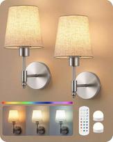 „EDISHINE“ baterijinis sieninis šviestuvas patalpoms su nuotolinio valdymo pultu, 12 RGB spalvų, reguliuojamas šviesos stiprumas | 2 vnt. magnetinių LED sieninių šviestuvų rinkinys, įkraunami, 3000–6500 K, laikmatis, be maitinimo jungties, skirtas miegama