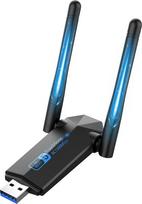 „ElecMoga“ USB WLAN raktas kompiuteriui, 1300Mbps USB 3.0 WLAN adapteris kompiuteriui, 2,4 GHz/5,8 GHz dviejų dažnių internetinis raktas su 2 vnt. 5 dBi antenų, skirtas kompiuteriui/stacionariam kompiuteriui/nešiojamajam kompiuteriui, Suderinamas su „Win