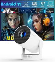 „Electric Focus“ mini projektorius su 4K palaikymu, nešiojamas projektorius su „Wi-Fi 6“ ir „Bluetooth 5.4“, išmanusis projektorius, 5 W „Soundbase“ garsiakalbis, 180° pasukimas, skirtas namų kinui