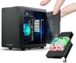 „ElectroCookie“ mini kompiuterio korpusas, skirtas „Raspberry Pi 5“, su aktyvia RGB aušinimo sistema (matinė juoda)