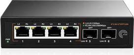 „Elfcam“ – 10Gb šviesolaidinis komutatorius su 2 x 10G SFP+ prievadais ir 4 x 2,5 Gigabit Ethernet RJ45 prievadais, „Plug & Play“, nevaldomas