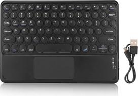 „Elprico“ 10 colių „Bluetooth“ klaviatūra su jutikliniu kilimėliu, belaidė klaviatūra, retro stiliaus apvalios klavišų dangteliai, suderinama su „Windows“, „OS X“, „iOS“ ir „Android“