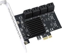 „ELUTENG“ 8 prievadų PCIe SATA plokštė, 6Gbps 3.0 valdiklis, „PCI Express x1“ adapteris, skirtas SSD/HDD – tinka paleisti stacionarų kompiuterį, komplekte yra 2 varžtai ir atsuktuvas