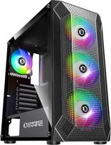 „Empire Gaming“, „Gamer Ruby“ kompiuterio korpusas, ARGB vidutinio dydžio bokštinis, ATX, MATX, ITX, tinklinis skydelis, akrilo šoninis skydelis, 4 ventiliatoriai su 3 kontaktų 5 V LED RGB adresuojamais 120 mm, „MB Sync“, juodos spalvos