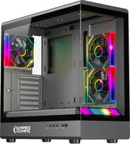 „Empire Gaming“ EC258 žaidimų kompiuterio korpusas „Panorama“, vidutinio dydžio bokštas (Midi-Tower), ATX/mATX/ITX, ARGB (LED juosta + 3 ventiliatoriai + PWM koncentratorius), grūdintas stiklas, vaizdo plokštė iki 420 mm, vandens aušinimas iki 360 mm, USB