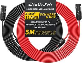 „ENERNOVA“ saulės energijos kabelis, 4 mm²/6 mm², ilgis 1–50 m, apsaugos klasė IP67, skirtas fotovoltinėms saulės energijos sistemoms