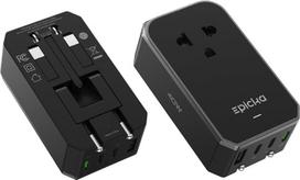 „EPICKA“ universalus kelioninis adapteris su greituoju 40 W PD įkrovikliu, turintis 1 kintamosios srovės ir 3 USB prievadus