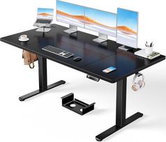 „ErGear“ aukščio reguliuojamas stalas 160 x 80 cm, 100 kg apkrova | Bešepetis variklis, aukštis 70–118 cm, 4 atminties lygiai, laidų tvarkymo sistema, tvirtas plieninis rėmas, 4 dalių plokštė