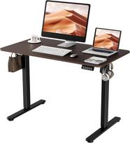 „Ergomaker“ aukščio reguliuojamas elektrinis stalas, 120 x 60 cm, riešutmedžio spalvos | Ergonominiai stalai, mokymosi ir žaidimų stalas su atminties funkcija, stovimojo darbo stalas su jungiamąja plokšte, skirtas namų biurui