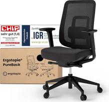 „Ergotopia PureBack“ ergonominė biuro kėdė – ergonominė darbo kėdė su 4D porankiais ir sinchroniniu mechanizmu – ergonominių biuro kėdžių testo nugalėtoja – patogi biuro sukiojamoji kėdė, užtikrinanti sveiką sėdėjimą