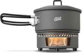 „Esbit“ sausųjų degalų virimo rinkinys – lauko kempingo viryklė (1000 ml) su aliumininiu puodu – sulankstomos rankenos – kempingo viryklės rinkinys