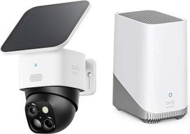 „eufy Security SoloCam S340“ su „HomeBase 3“, lauko vaizdo stebėjimo kamera, 360° stebėjimas, be aklųjų zonų, lauko vaizdo stebėjimo kamera, baterija, saulės energija, 2,4 GHz WLAN