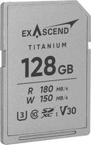 „Exascend Titanium“ SDXC UHS-I V30 atminties kortelė, 128GB – Visiškai metalinis korpusas, skaitymo greitis iki 180MB/s, rašymo greitis iki 150MB/s, 4K UHD vaizdo įrašai, atspari vandeniui ir dulkėms pagal IP68 standartą, 20 kartų tvirtesnė nei standar