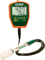 „Extech PH220-C“ laidinis elektrodinis pH matuoklis – 1 vnt. | pH matavimas, vandeniui atsparus delninis matuoklis, laidinis elektrodas, buferiniai tirpalai, ATC, nešiojimo dėklas
