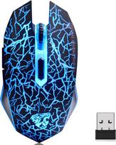 „ExtraFind M2“ belaidė kompiuterinė žaidimų pelė – įkraunama USB optinė LED tyli pelė, skirta „Mac“, „PC“ ir nešiojamiesiems kompiuteriams, 2400 CPI, 6 mygtukai (juoda)