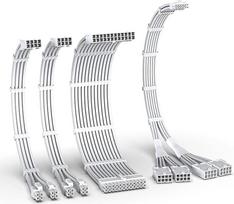 „EZDIY-FAB“ PCIe 5.0 12VHPWR apvilktų laidų rinkinys, 16 AWG maitinimo kabelio prailginimas, 24PIN-ATX/(4+4) PIN-EPS/(12+4) PIN į 4X 8 PIN PCIe – RTX4090/4080/4070Ti prailginimo kabelis – balta spalva