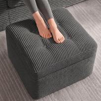 „Fabulcozy“ pufas, 60 cm, iš velveto, kojų pufas, patogus dėl dvigubo sluoksnio putų, didelis sėdimojo maišo tipo pufas, minkšta sėdimoji dalis ir tvirtas pagrindas, kojų pufas, skirtas svetainei (pilkos spalvos)