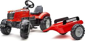 „Falk I Massey Ferguson“ vaikų traktorius S8740 I pedalinis traktorius su priekaba ir signaline I pedalinis traktorius vaikams nuo 3 iki 7 metų I žaislinis traktorius lauke I traktorius su vairu