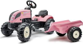 „Falk“ – traktorius su pedalais „Rainbow Star“ su priekaba – pagamintas iš 40 % perdirbto plastiko, modelis 2056L – rožinis – skirtas vaikams nuo 2 metų
