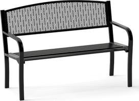 „FANTASK“ sodo suoliukas dviems asmenims, geležinis suoliukas sodui, terasai, balkonui, metalinis su porankiais (juodas), 128 x 60 x 86 cm