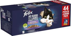 „Felix Purina Fantastic“ drėgnas maistas suaugusiems katėms – 44 maišeliai po 85 g (1 pakuotė)
