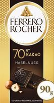 „Ferrero Rocher“ šokolado plytelė – aukštos kokybės kartusis šokoladas su lazdyno riešutais – 70 % kakavos šokolado glazūra – 1 vnt. po 90 g šokolado plytelė