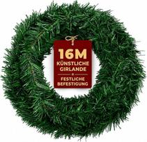 „Festive Fix“ Kalėdų girlianda, 16 m, dirbtinė žalia eglės girlianda