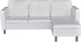 „Festnight“ L formos 3-vietė kampinė sofa su miego funkcija, su 3 sėdynės pagalvėlėmis ir 3 pagalvėlėmis, dirbtinė oda, balta, 188 x 122 x 77 cm