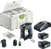 „Festool CXS 12“ akumuliatorinis gręžtuvas su 2,5 komplektu – 12 V akumuliatorinis suktuvas su „Systainer“ dėklu | Gręžimas ir varžtų įsukimas naudojant ličio jonų technologiją, be raktelio griebtuvas, komplekte su 2 akumuliatoriais ir įkrovikliu dėkle