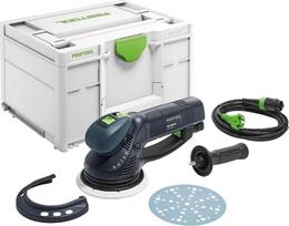 „Festool Rotex RO 150 FEQ-Plus“ ekscentrinis šlifuoklis „Systainer“ dėžutėje | 3-in-1: grubus šlifavimas, smulkus šlifavimas ir poliravimas – 720 W, „FastFix“, Ø 150 mm, komplekte su šlifavimo disku ir apsauginiu dangteliu