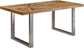 „FineBuy“ 180 cm ilgio mangmedžio masyvo valgomojo stalas su „sled“ tipo kojomis, stačiakampis | Valgomojo stalas pramoninio loft stiliaus, virtuvės stalas iš tikro medžio, skirtas 6–8 žmonėms, rankų darbo unikalus gaminys
