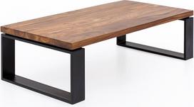 „FineBuy“ šišamo medžio kavos staliukas, 115 x 60 x 35 cm, pagamintas iš masyvios medienos su riedlentinio tipo rėmu | Industrinio stiliaus svetainės staliukas su metaliniais riedmenimis, stačiakampis sofos staliukas iš tikros medienos, rankų darbo unikal