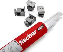 „fischer“ saulės energijos rinkinys, skirtas vienam fotovoltiniam moduliui, „SolarFish H33 AL“ montavimo bėgelis (33 mm), aliuminis AW 6063 T6, fotovoltinių modulių montavimo konstrukcija, skirta nuožulniems stogams, su universaliomis spaustukais, suderin