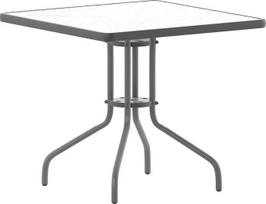 „Flash Furniture“ „Barker“ 80 cm kvadratinis grūdinto stiklo stalas – sidabrinis