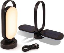 „FLINQ“ saulės energija maitinama kempingo lempa „PineGlow“ – LED baterinė stalo lempa su USB-C jungtimi