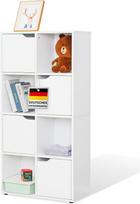 „Floordirekt“ knygų spinta, balta lentynėlė su 8 skyreliais, kubo formos lentynėlė, 30 gylio x 60 pločio x 120,5 aukščio cm, kambario pertvara, skirta vaikų kambariui, svetainei, biurui ir miegamajam (Konektikutas)