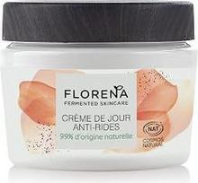 „FLORENA“ raukšles mažinantis dieninis kremas su hialurono rūgštimi, kaprifolio ekstraktu ir fermentuotu alyvuogių aliejumi (1 vnt. po 50 ml), aromatizuota priemonė, skirta kovai su senėjimu, stangrinantis drėkinamasis kremas