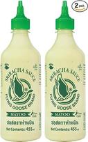 „FLYING GOOSE“ „Sriracha Mayoo“ padažas, žali pipirai, aštrus majonezas, šiek tiek aštrus su žaliu dangteliu, padažas iš Tailando, veganiškas, be glitimo, 1 x 455 ml (2 vnt. pakuotė)