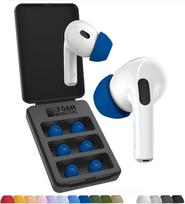 „Foam Masters“ „Ultra Premium“ atminties putų ausų kamštukai, skirti „AirPods Pro“ 1-osios ir 2-osios kartos ausinėms, 3 poros, „Black Magic“ versija 6.0, saugūs, patogūs, geresnis triukšmo slopinimas, atsarginiai ausų kamštukai, mėlyni, įvairių spalvų