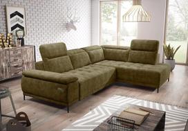 „Focus L“ kampinė sofa su elektra valdomu išslystančiu sėdimuoju – graži ir patogi, su galimybe keisti atlošų padėtį (Salvador 10, dešinė pusė)